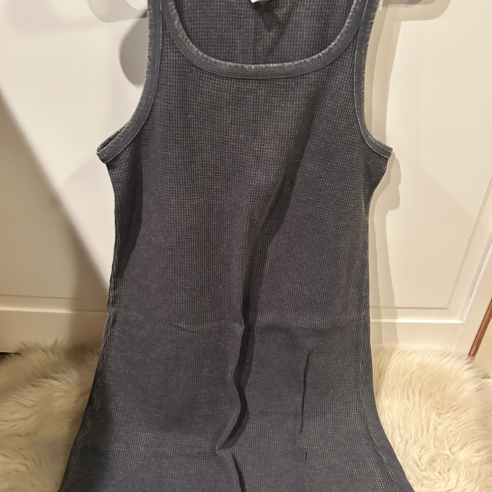 American Eagle Outfitters Gray Ribbed Sleeveless Tank Dress